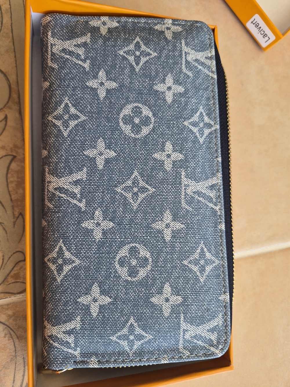 NOT Real Denim Monogram Zip Wallet - Blue